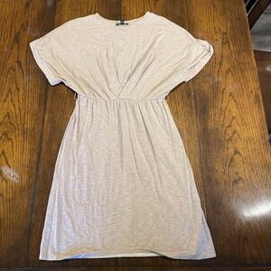 Express Women's Short-Sleeved, Cap-Sleeve, Cinched Waist Dress Size M Beige